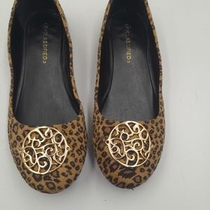 City classified  Leppard Print  with gold madelon flats sz 7